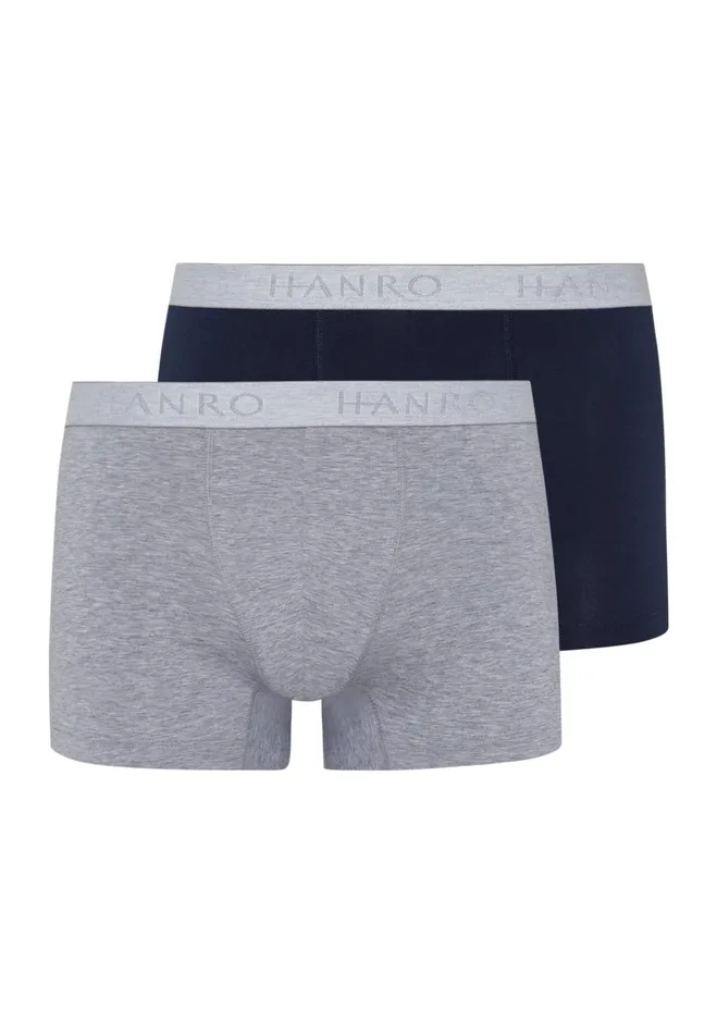 2Pack Cotton Boxer Briefs Lt Melangedeep Navy Men HANRO Multipacks