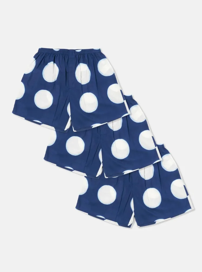 3 Pack Boxer Short In Indigo Big Dot Print Men Universal Works Underwear
