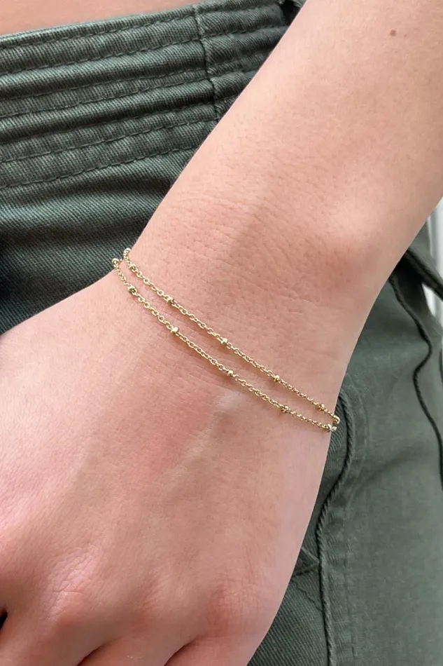 Accessories Double Chain Beaded Bracelet Brandy Melville JEWELRY