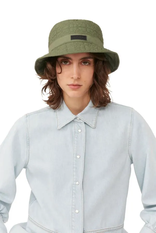 Accessories GANNI Hats Green Quilted Tech Bucket Hat Kalamata Accessories GANNI Hats Green Quilted Tech Bucket Hat Kalamata