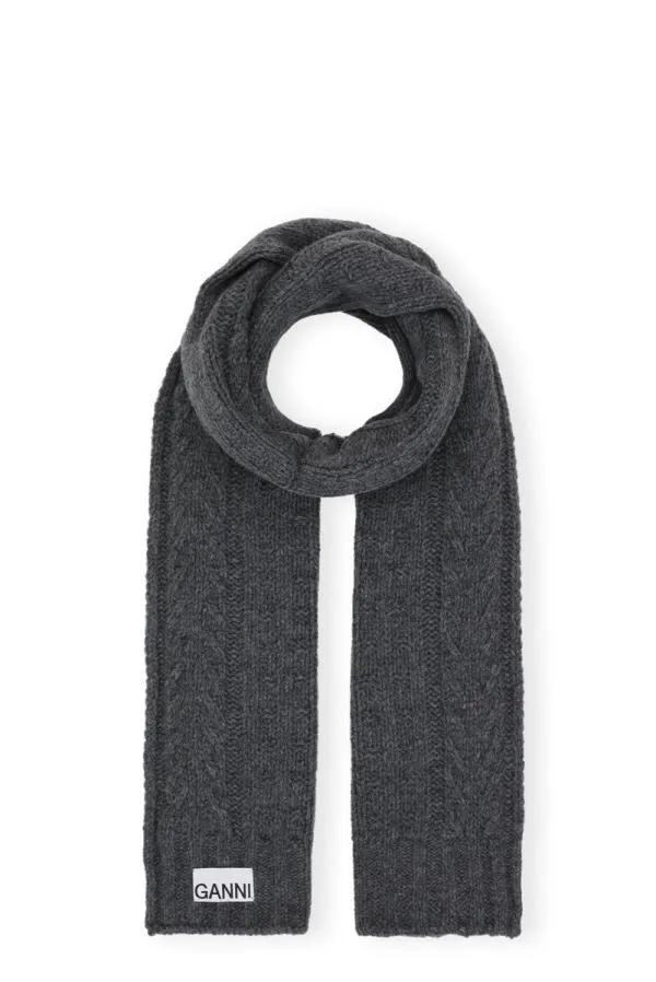 Accessories GANNI Scarves Grey Cable Scarf Frost Gray