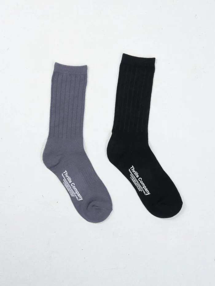 Accessories Ribbed 2 Pack Sock Slate Thrills Socks