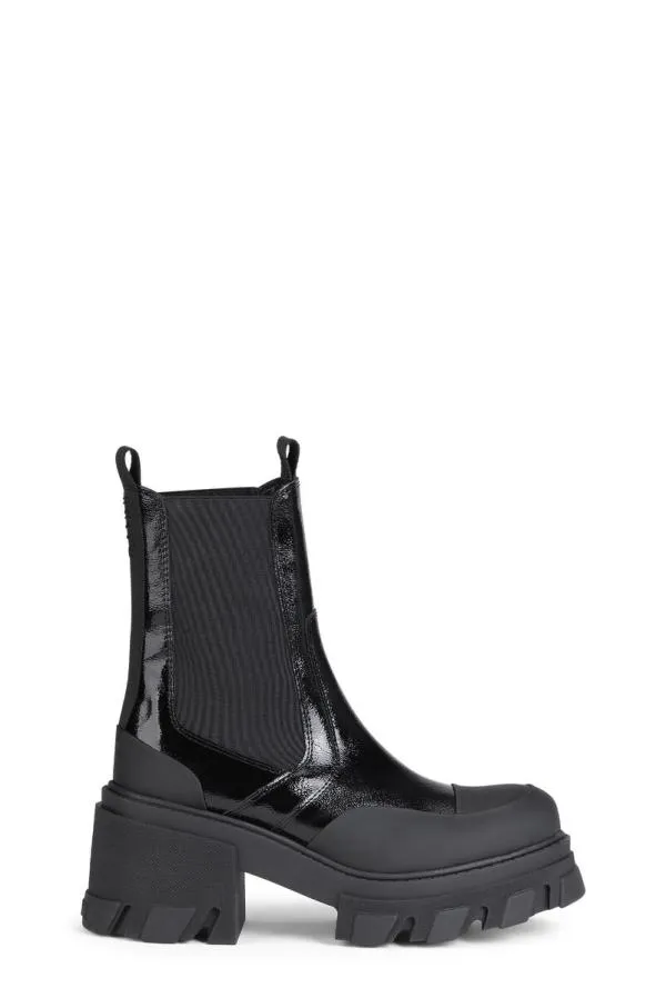 AccessoriesShoes GANNI Boots Cleated Heeled Mid Chelsea Boots Black