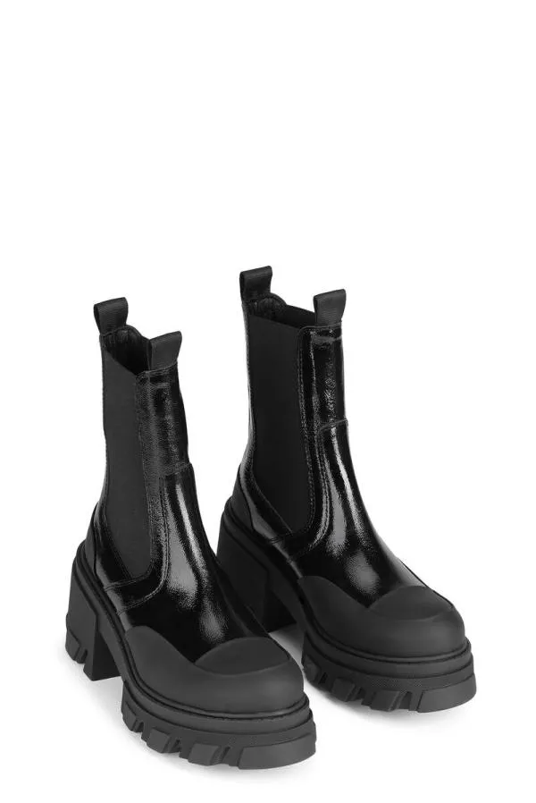 AccessoriesShoes GANNI Boots Cleated Heeled Mid Chelsea Boots Black AccessoriesShoes GANNI Boots Cleated Heeled Mid Chelsea Boots Black