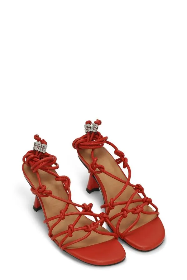 AccessoriesShoes GANNI Heels Red Knots High Heel Sandals Racing Red AccessoriesShoes GANNI Heels Red Knots High Heel Sandals Racing Red