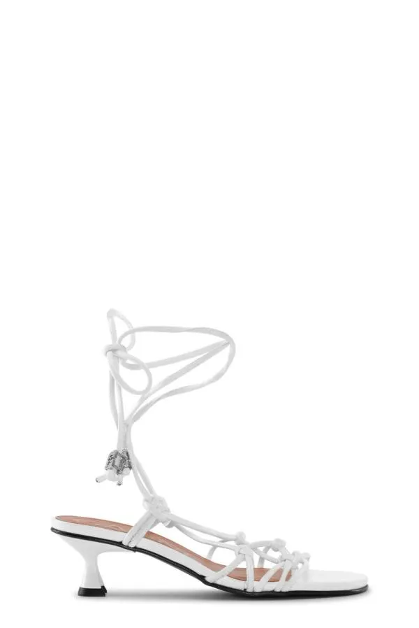 AccessoriesShoes GANNI Heels White Knots Kitten Heel Sandals Egret