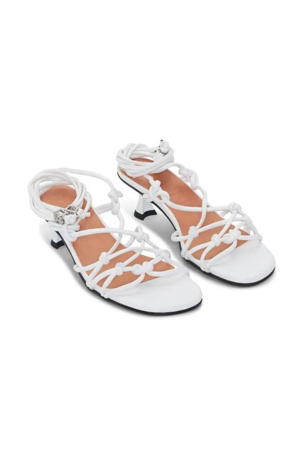 AccessoriesShoes GANNI Heels White Knots Kitten Heel Sandals Egret AccessoriesShoes GANNI Heels White Knots Kitten Heel Sandals Egret