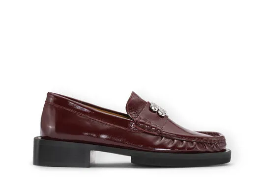 AccessoriesShoes GANNI Shoes Burgundy Butterfly Logo Loafers Burgundy