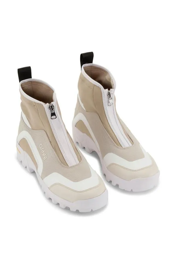 AccessoriesShoes GANNI Trainers Beige Performance High Top Zip Sneakers Egret AccessoriesShoes GANNI Trainers Beige Performance High Top Zip Sneakers Egret