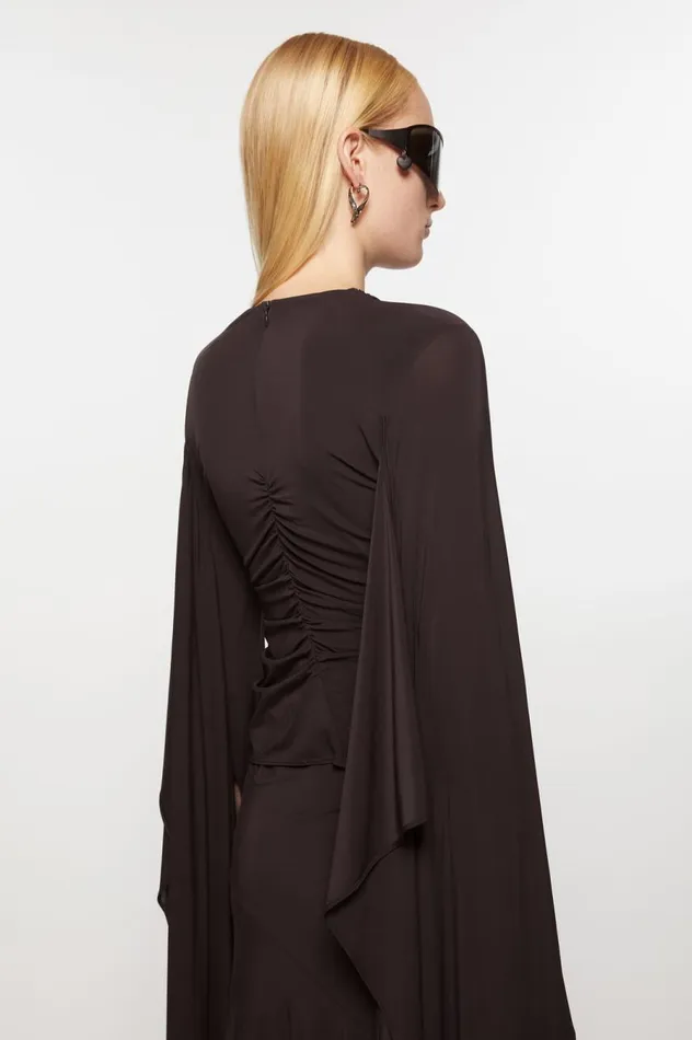 Acne Studios Asymmetric Draped Top Chestnut Brown Women Tshirts