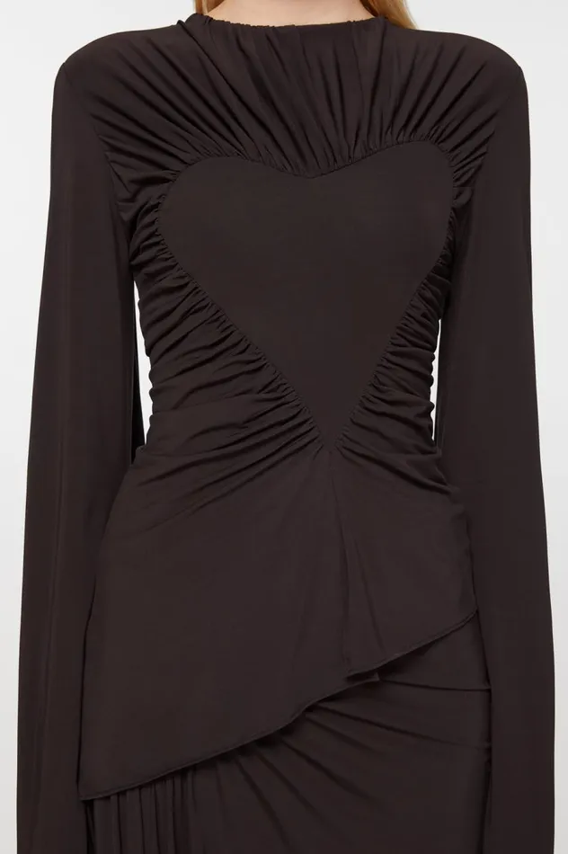 Acne Studios Asymmetric Draped Top Chestnut Brown Women Tshirts