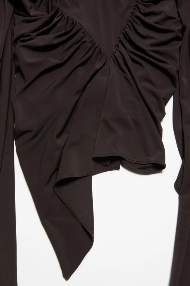 Acne Studios Asymmetric Draped Top Chestnut Brown Women Tshirts