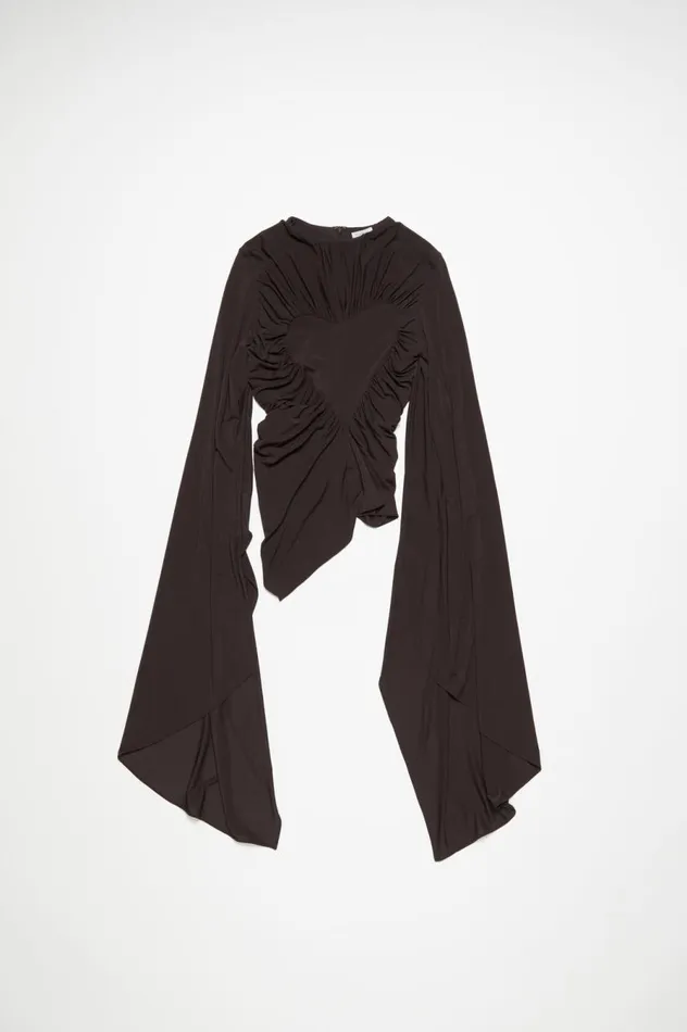 Acne Studios Asymmetric Draped Top Chestnut Brown Women Tshirts