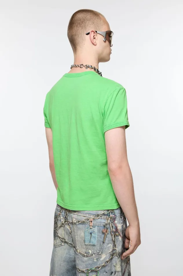 Acne Studios Blurred Logo Tshirt 8211 Fitted Unisex Fit Bright Green Women Tshirts