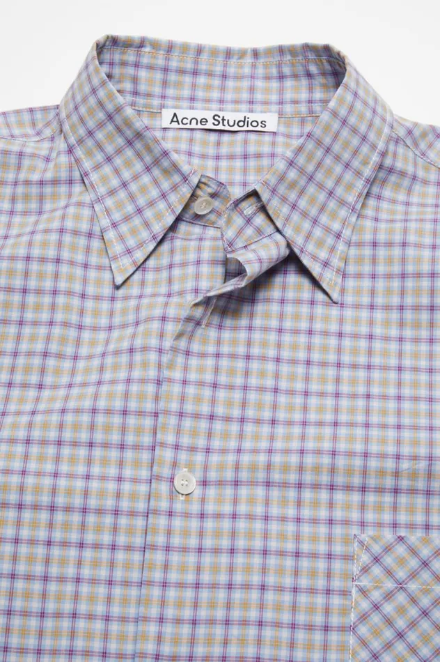 Acne Studios Buttonup Shirt Cornflower Blueyellow Men Shirts