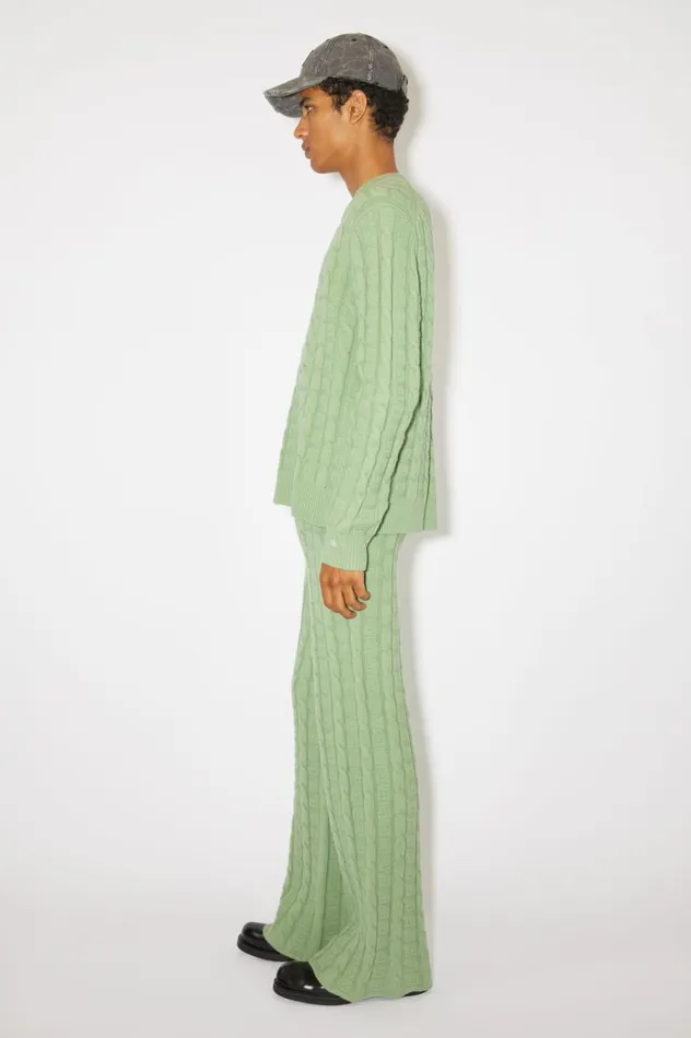 Acne Studios Cable Wool Trousers Sage Green Women Trousers