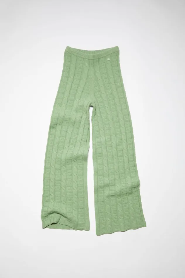 Acne Studios Cable Wool Trousers Sage Green Women Trousers