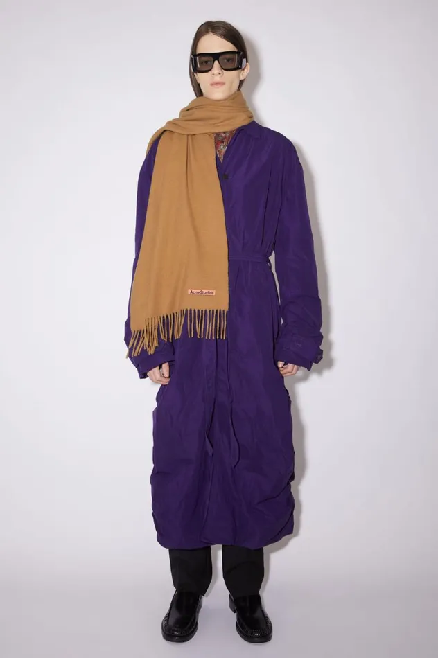 Acne Studios Cashmere Fringe Scarf 8211 Narrow Dark Camel Men Scarves