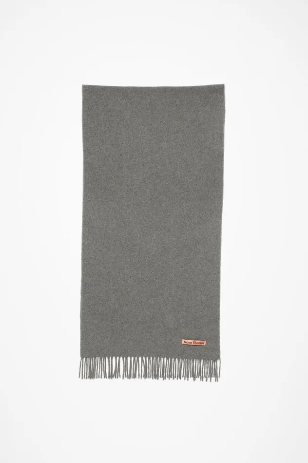 Acne Studios Cashmere Fringe Scarf 8211 Narrow Grey Melange Women Scarves