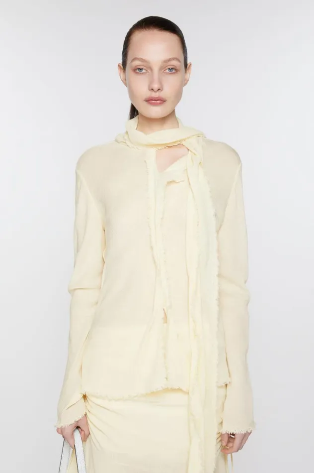 Acne Studios Crepe Scarf Blouse Warm White Women Shirts and Blouses