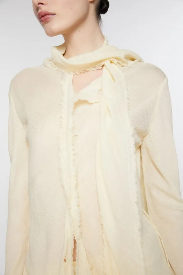 Acne Studios Crepe Scarf Blouse Warm White Women Shirts and Blouses