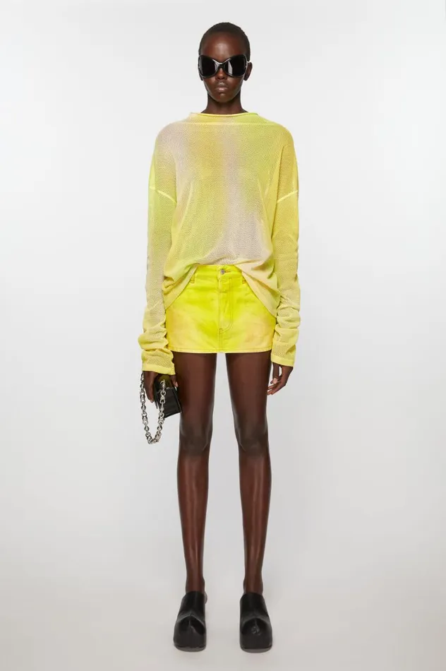 Acne Studios Denim Mini Skirt Neon Yellow Women Skirts