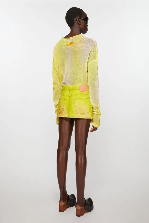 Acne Studios Denim Mini Skirt Neon Yellow Women Skirts