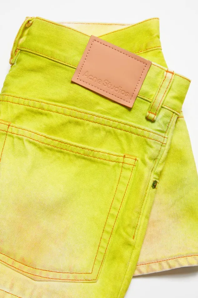 Acne Studios Denim Mini Skirt Neon Yellow Women Skirts