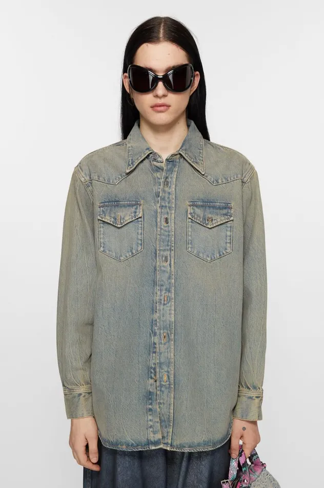 Acne Studios Denim Shirt 8211 Relaxed Fit Bluebeige Men Shirts