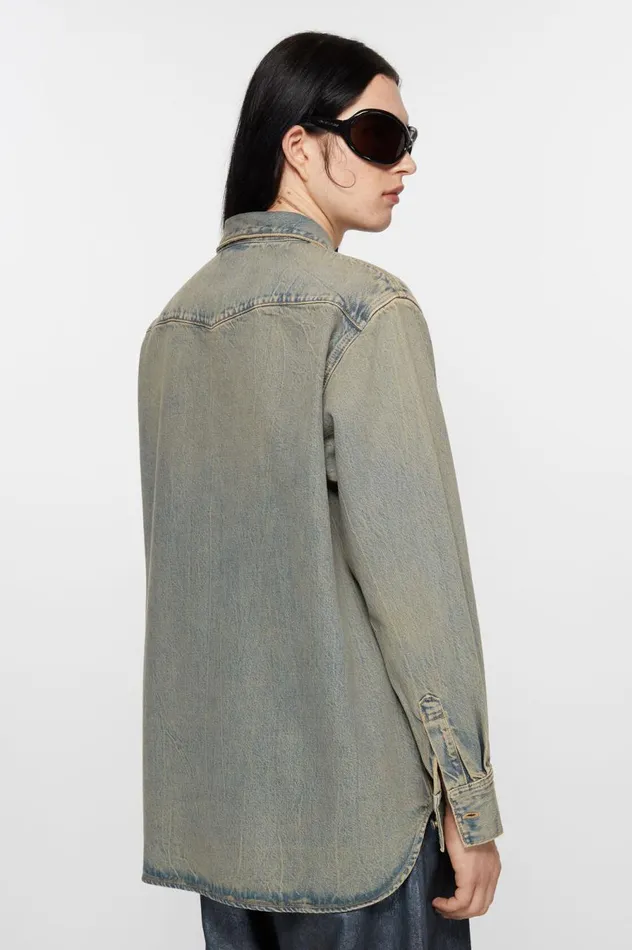 Acne Studios Denim Shirt 8211 Relaxed Fit Bluebeige Men Shirts