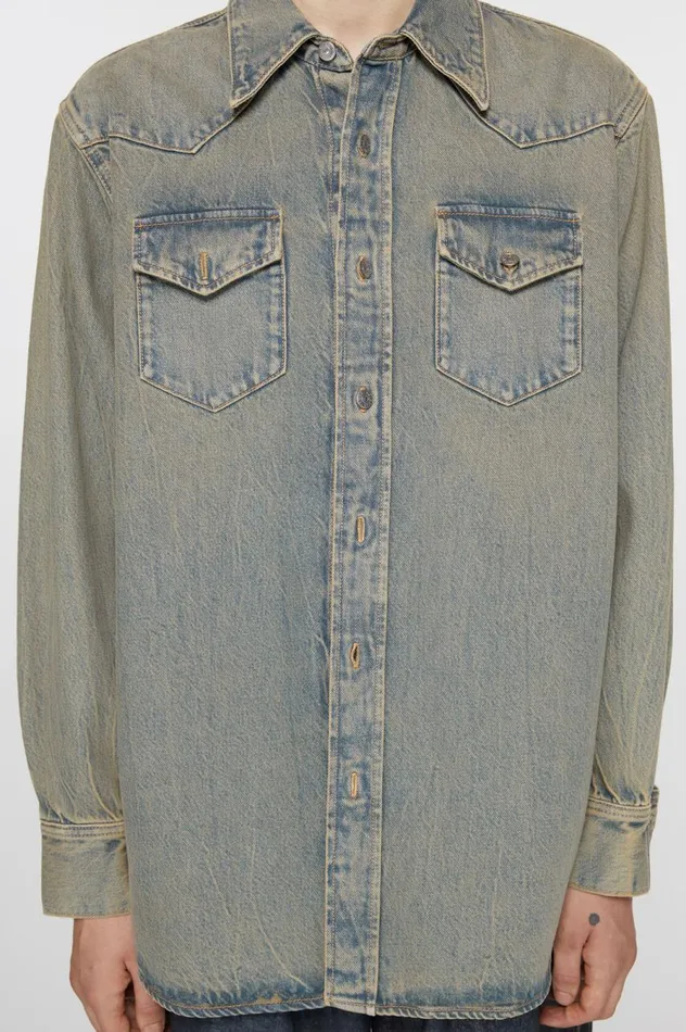 Acne Studios Denim Shirt 8211 Relaxed Fit Bluebeige Men Shirts