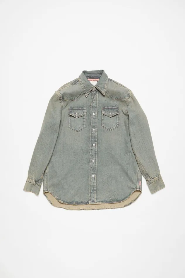 Acne Studios Denim Shirt 8211 Relaxed Fit Bluebeige Men Shirts