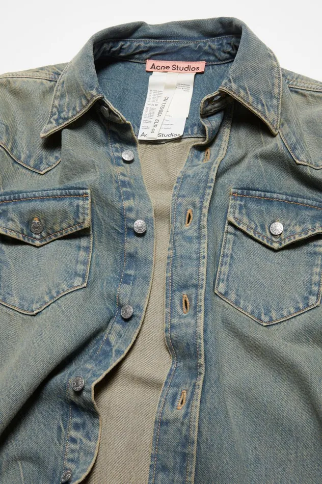 Acne Studios Denim Shirt 8211 Relaxed Fit Bluebeige Men Shirts