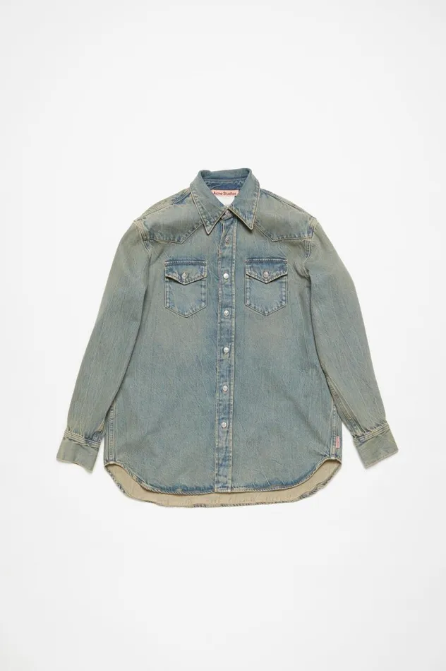 Acne Studios Denim Shirt 8211 Relaxed Fit Bluebeige Men Shirts