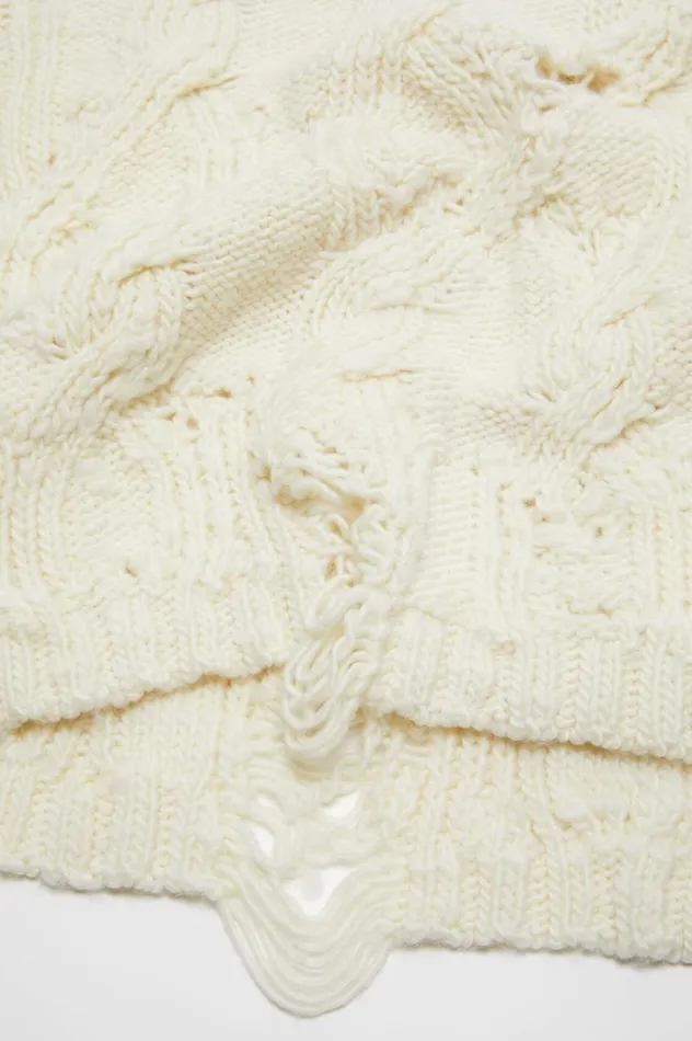 Acne Studios Distressed Cable Jumper Pale Beige Women Knitwear