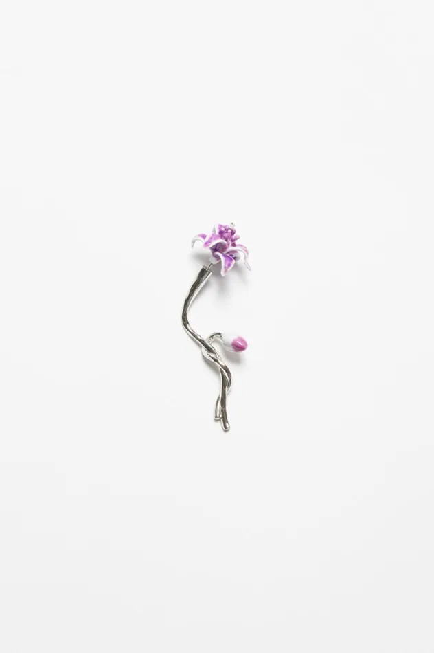 Acne Studios Flower Earring Silverpurple Men Jewellery