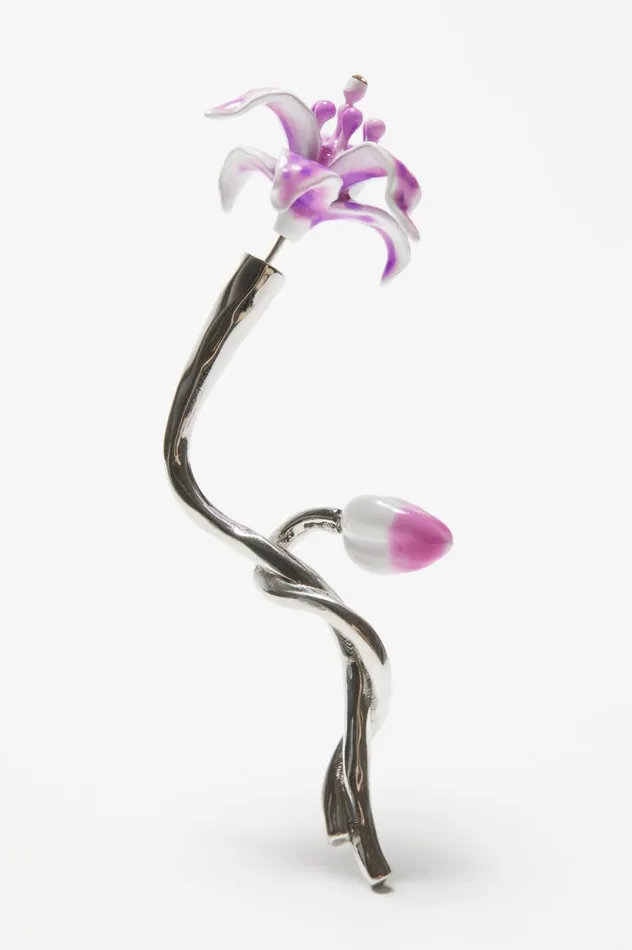 Acne Studios Flower Earring Silverpurple Men Jewellery