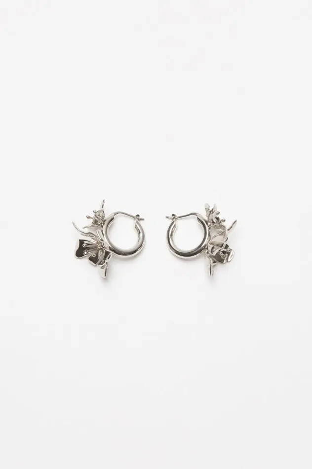Acne Studios Flower Hoop Earrings Silvertransparent Men Jewellery