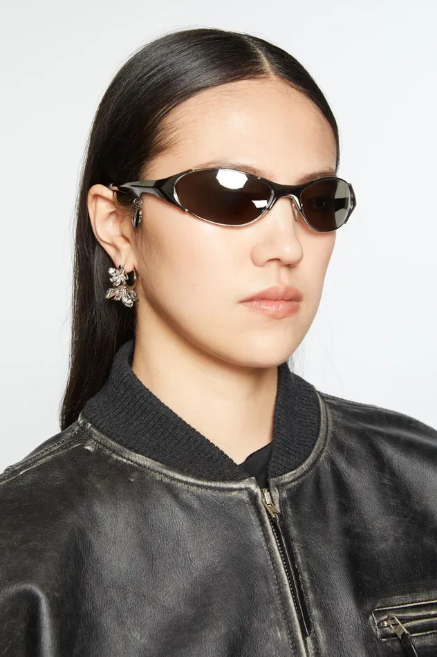Acne Studios Flower Hoop Earrings Silvertransparent Men Jewellery