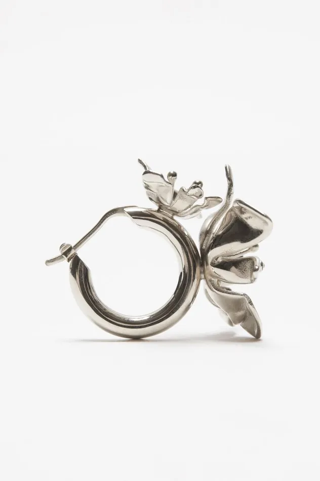 Acne Studios Flower Hoop Earrings Silvertransparent Men Jewellery