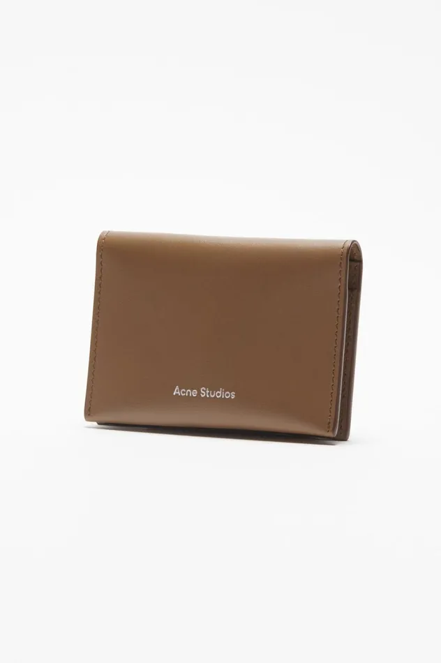 Acne Studios Folded Card Holder Camel Brown Women Small Leather Goods