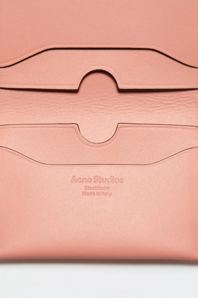 Acne Studios Folded Leather Wallet Salmon Pink Men Small Leather Goods