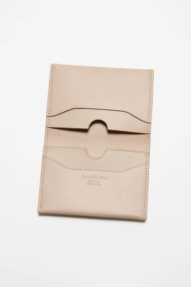 Acne Studios Folded Leather Wallet Taupe Beige Men Small Leather Goods