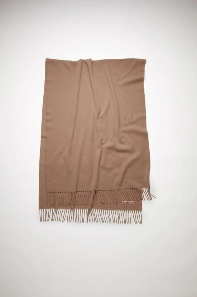 Acne Studios Fringe Wool Scarf 8211 Oversized Caramel Brown Men Scarves