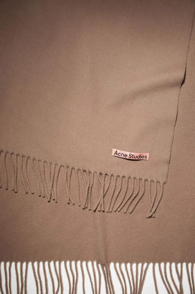 Acne Studios Fringe Wool Scarf 8211 Oversized Caramel Brown Men Scarves