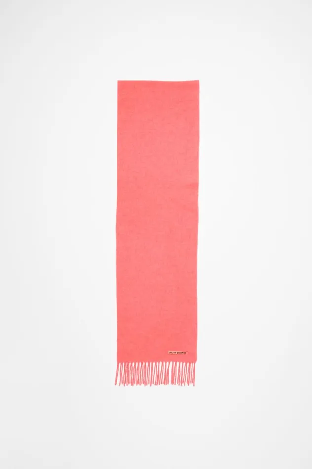 Acne Studios Fringe Wool Scarf 8211 Skinny Fluo Pink Meacutelange Men Scarves