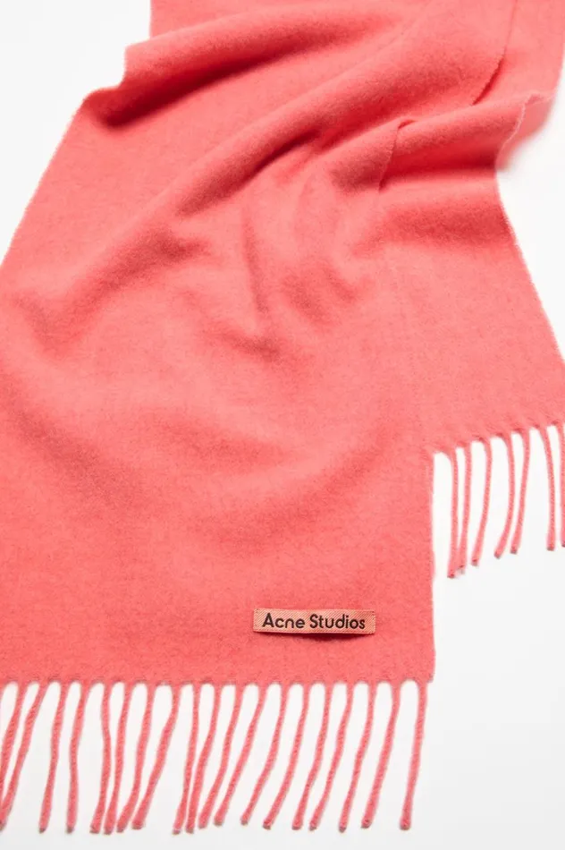 Acne Studios Fringe Wool Scarf 8211 Skinny Fluo Pink Meacutelange Men Scarves