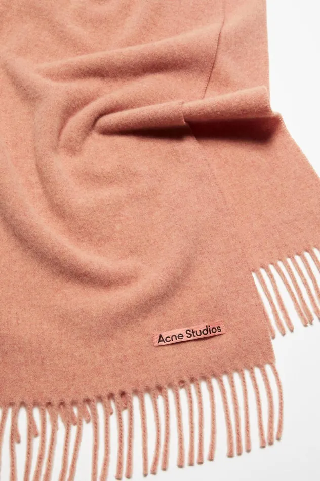 Acne Studios Fringe Wool Scarf Narrow Rose Melange Men Scarves