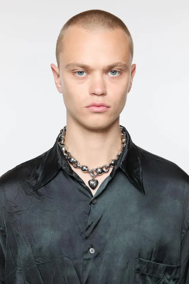 Acne Studios Heart Charm Necklace Antique Silver Women Jewellery