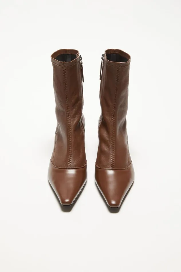 Acne Studios Heeled Ankle Boots Cognac Brown Women Shoes